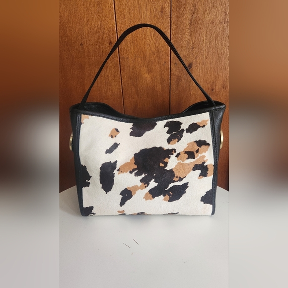 Handbags - Stylish Black and White Cow Print Women's Bag